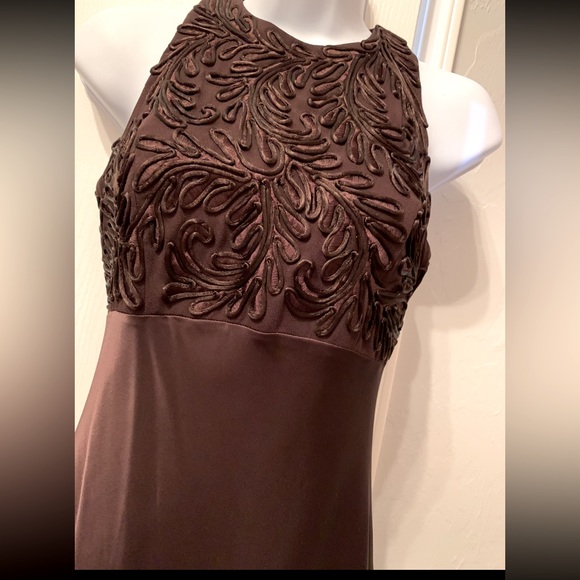 Vintage 90’s Carmen Marc Valvo Chocolate Brown Formal Dress - Picture 8 of 9